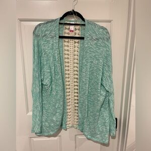 No Boundaries Light Green Open-Front Cardigan